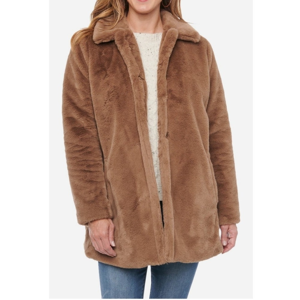 Wit & Wisdom Brown Plush Faux Fur Teddy Coat Women's Sz XL Warm Outerwear